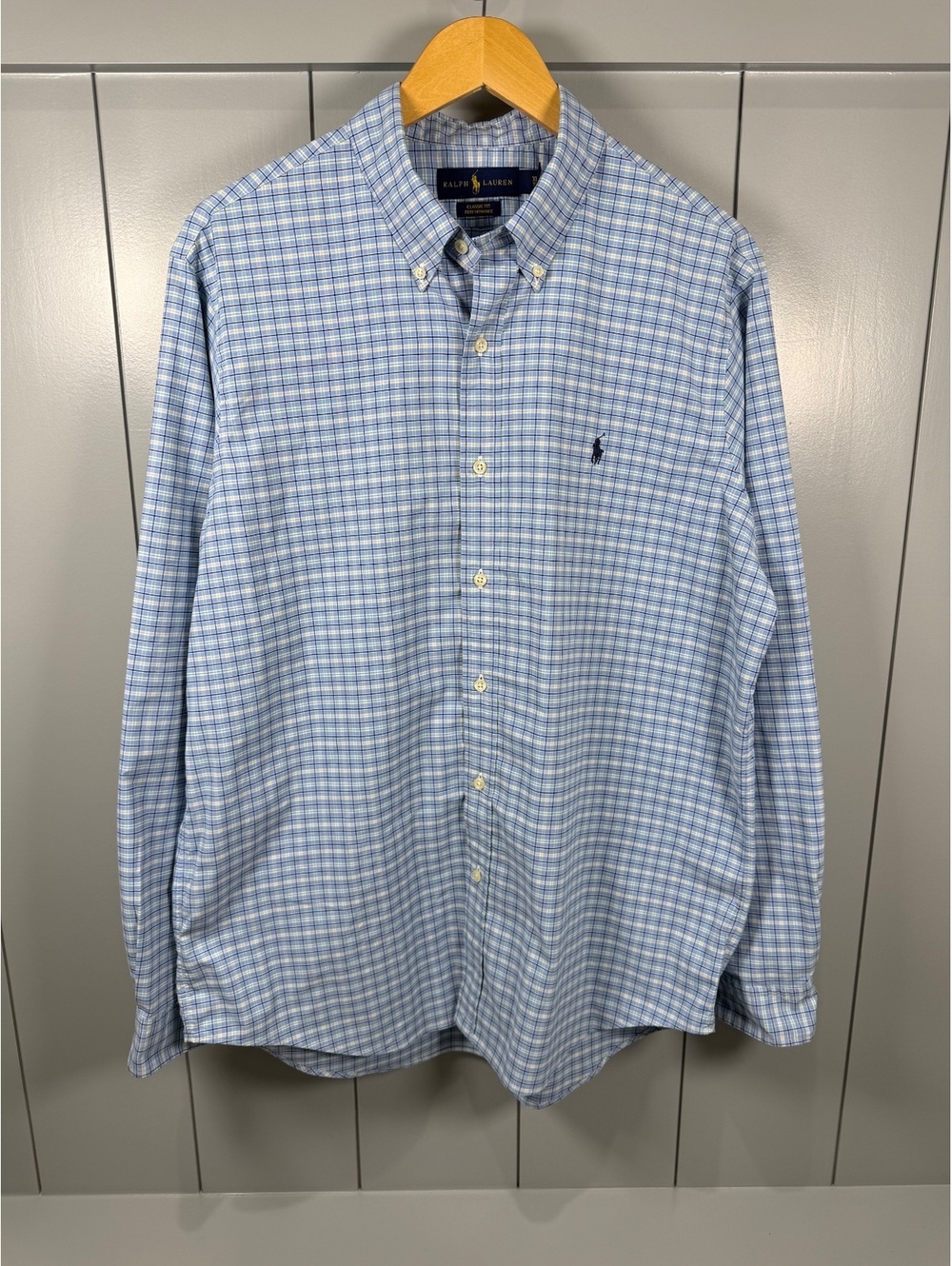 Ralph Lauren Classic Fit Performance Blue Plaid Button-Down Shirt XL